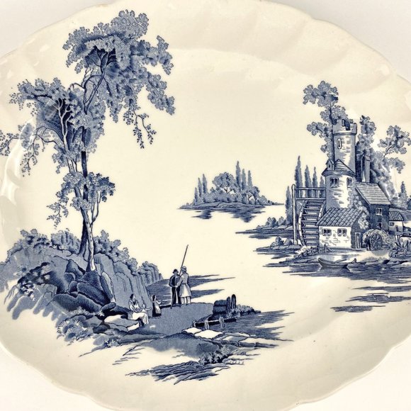 Vintage Johnson Bros "The Old Mill" oval 12" serving platter - Picture 1 of 7
